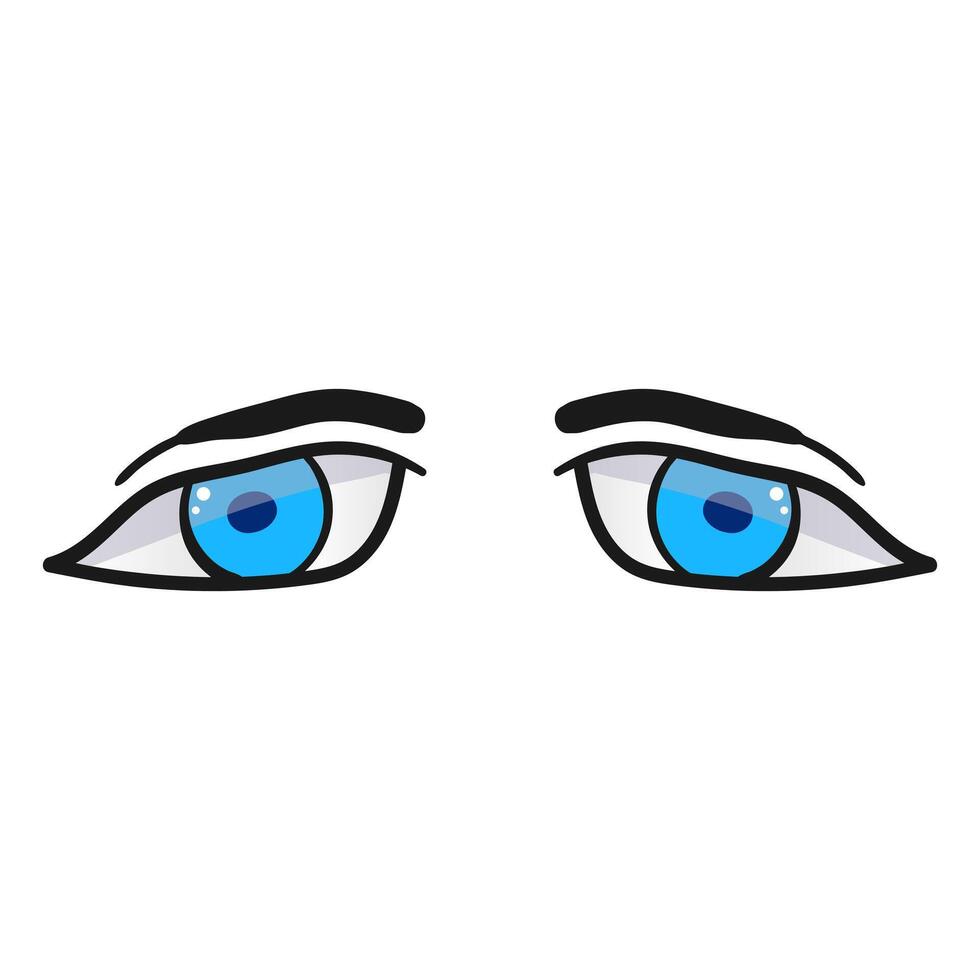 hembra azul ojos cómic aislado en blanco antecedentes. mano dibujado abierto hembra ojos vector