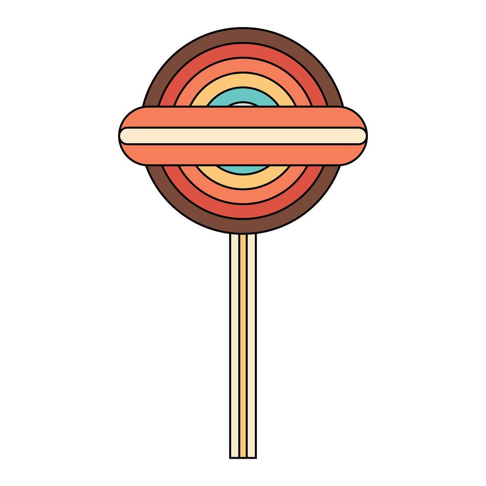 Lollipop, Retro round spiral candy on stick vector