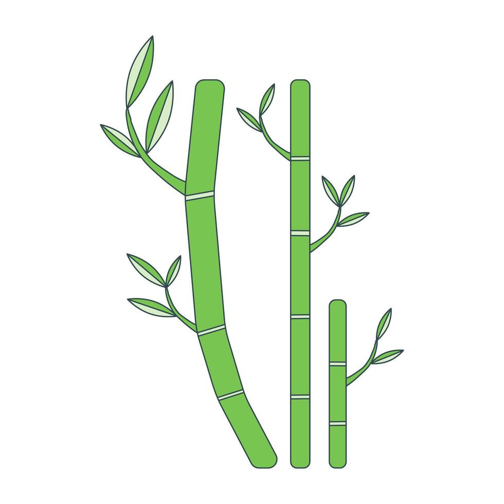 Tree bamboo with green leaf. Japan Ornament Flat Design vector