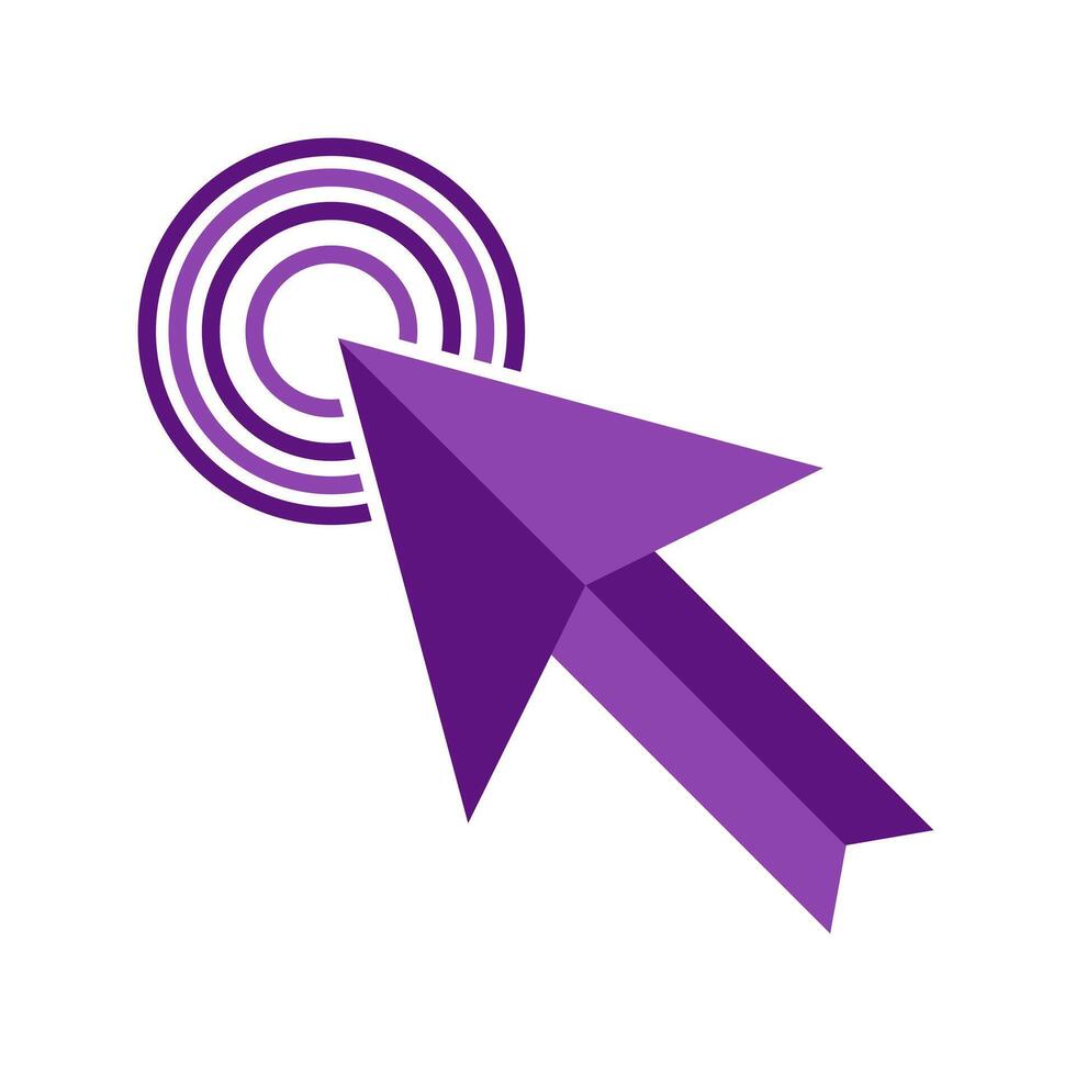 Flat purple pointer cursor arrow. Computer mouse click vector
