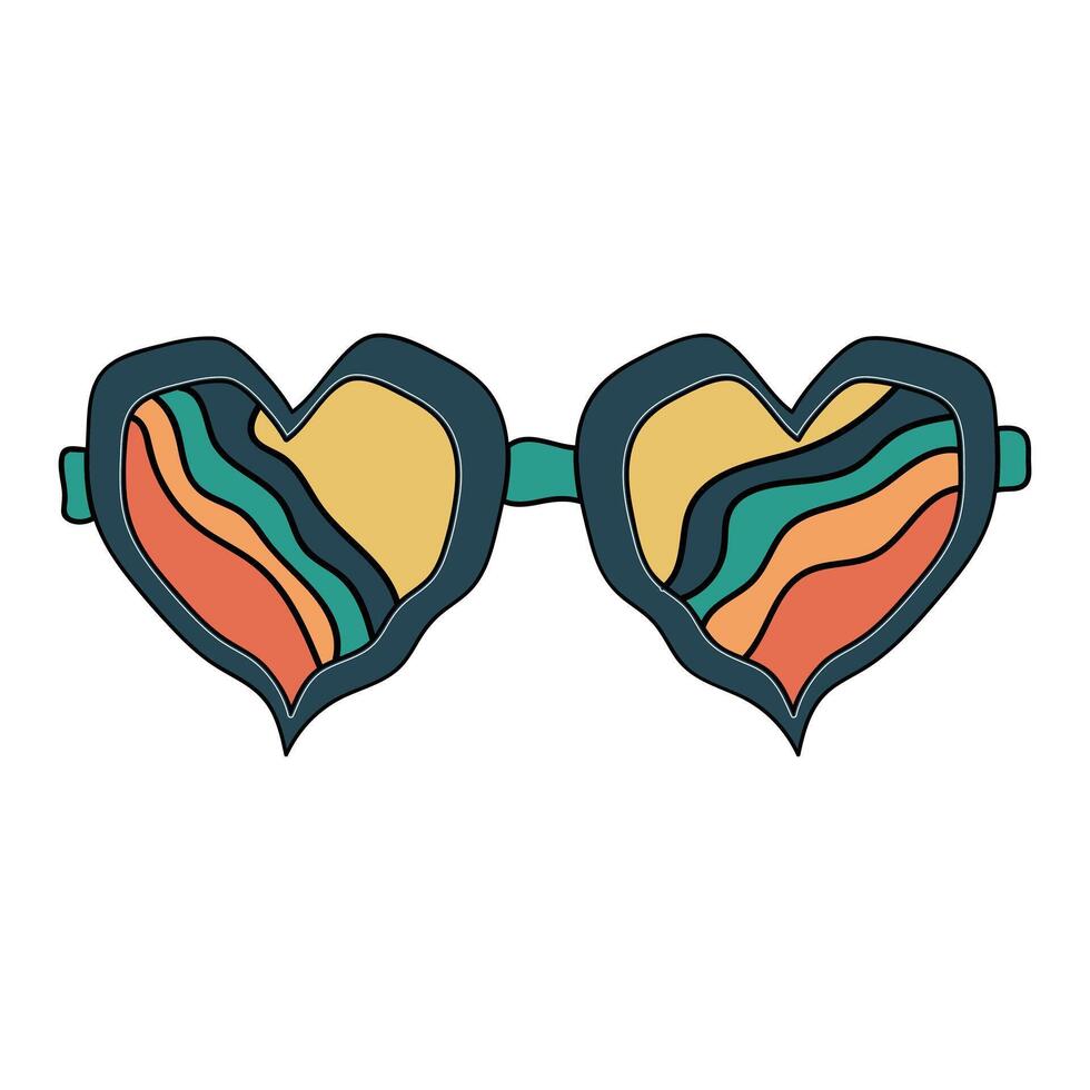 Glasses with a wave in the style of the retro. Hand Drawn retro style vector