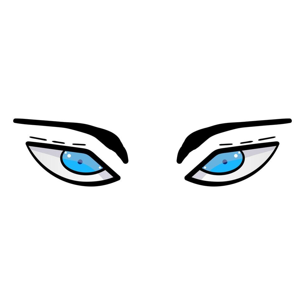 Female blue eyes comic isolated on white background. Hand drawn open female eyes vector