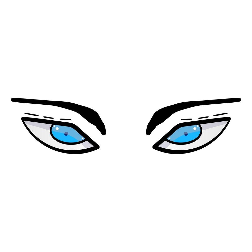 Female blue eyes comic isolated on white background. Hand drawn open female eyes vector