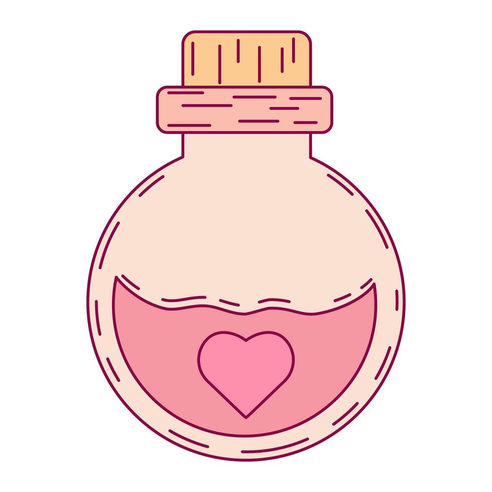 Love potion bottles. Bottle with heart shaped vector