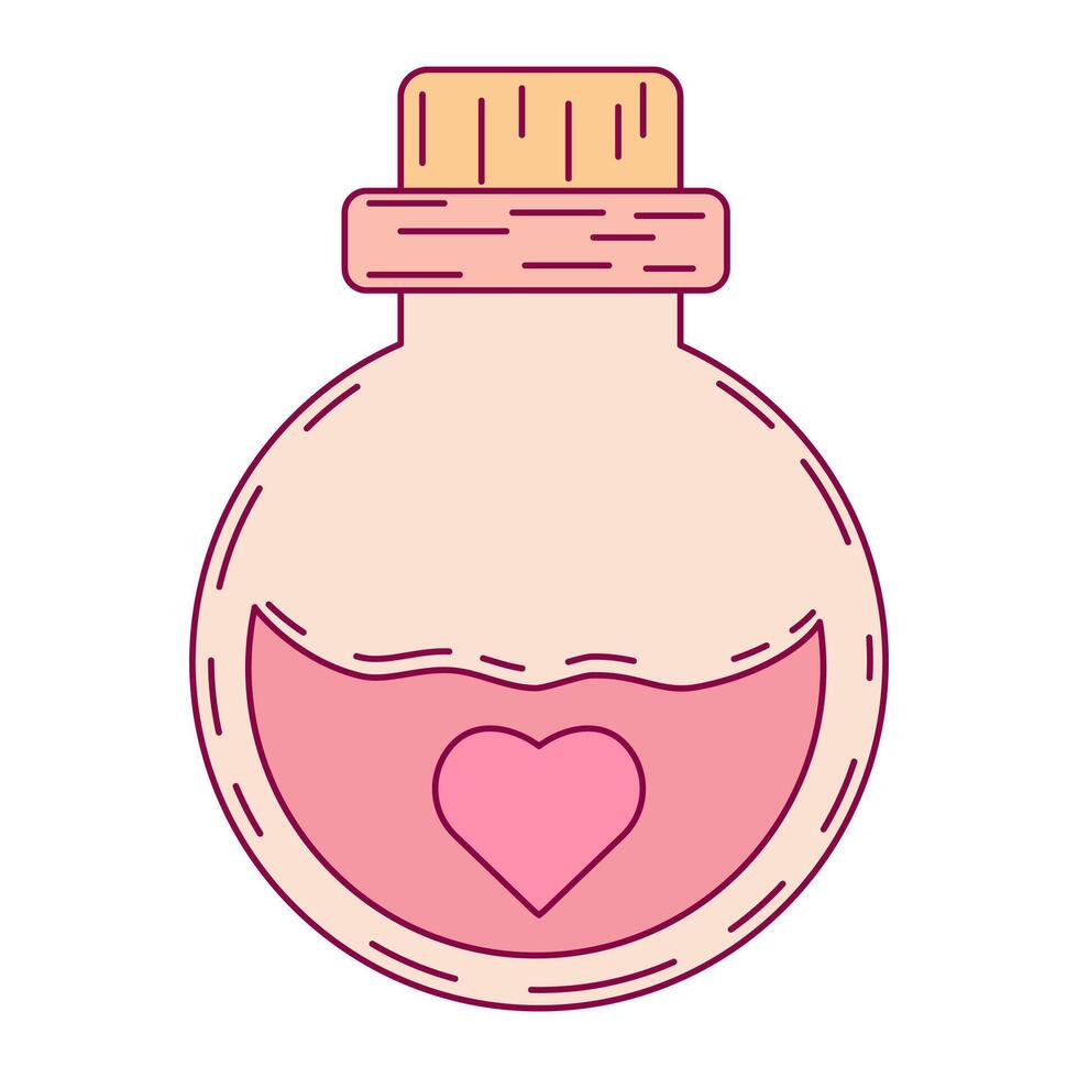 Love potion bottles. Bottle with heart shaped vector