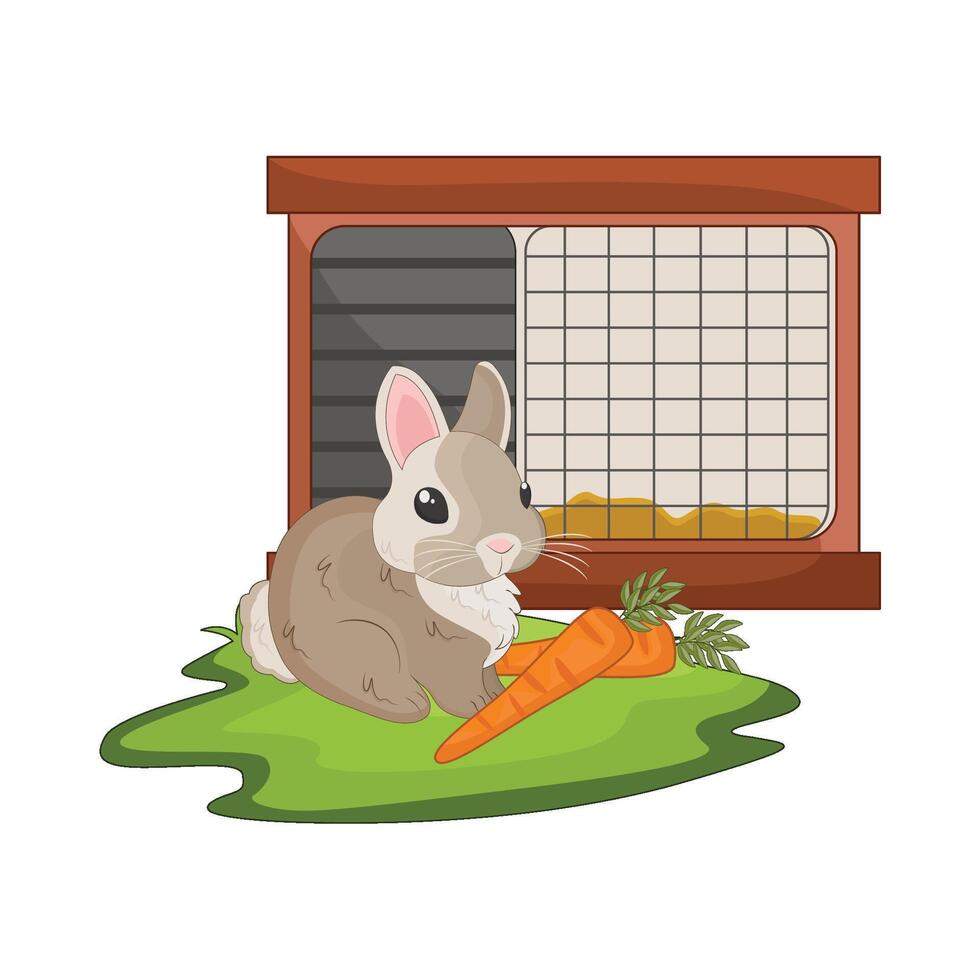 illustration of rabbit cage vector