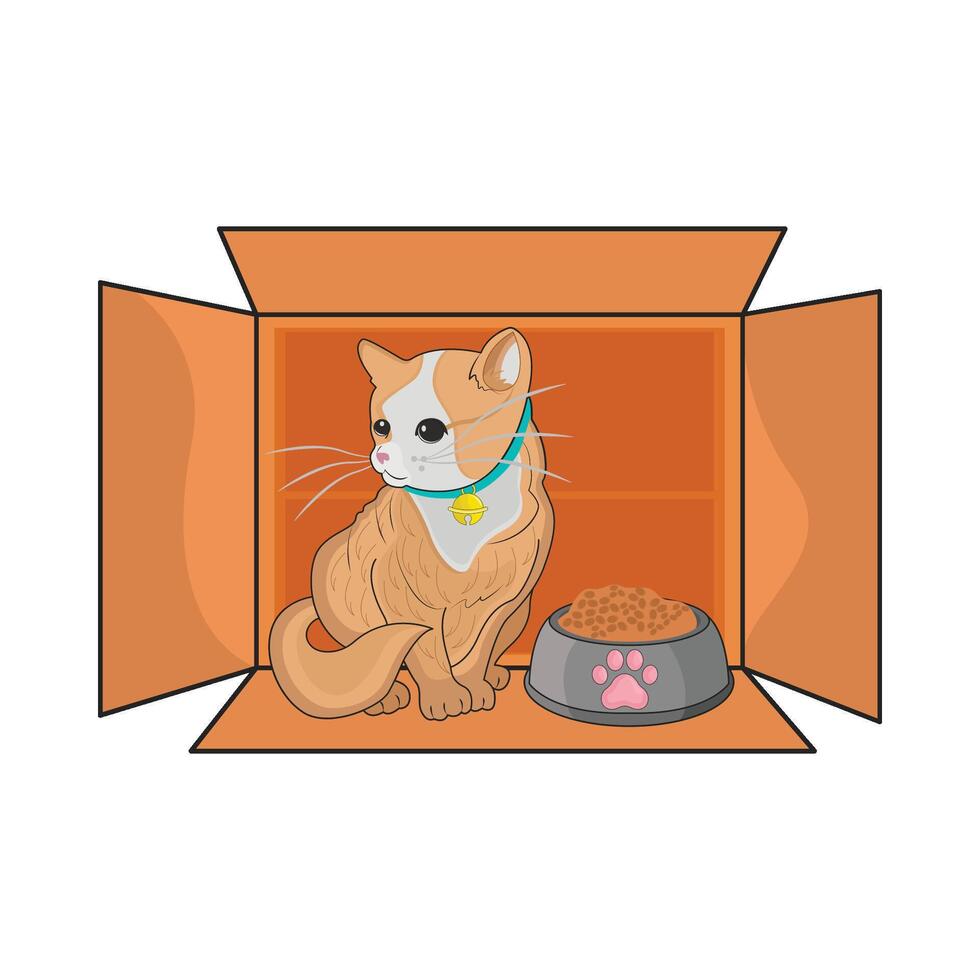 ilustración de gato caja vector