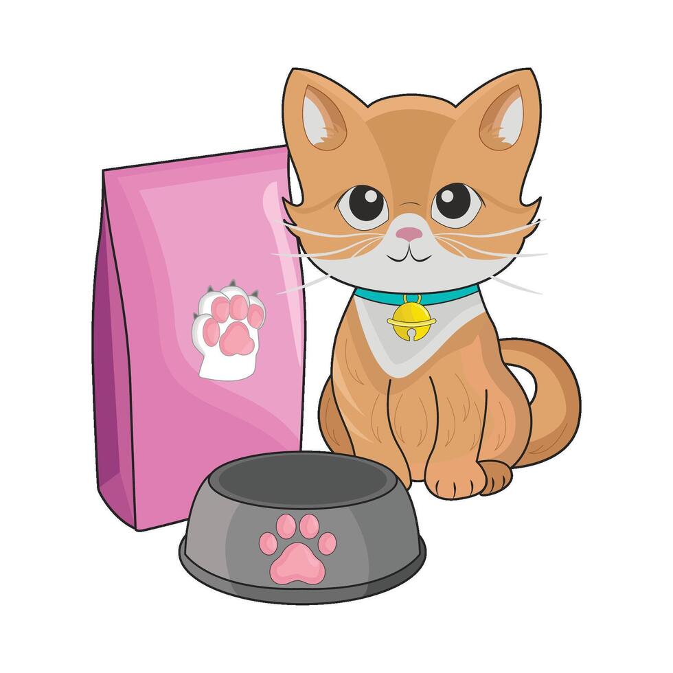 illustration of cat with food vector