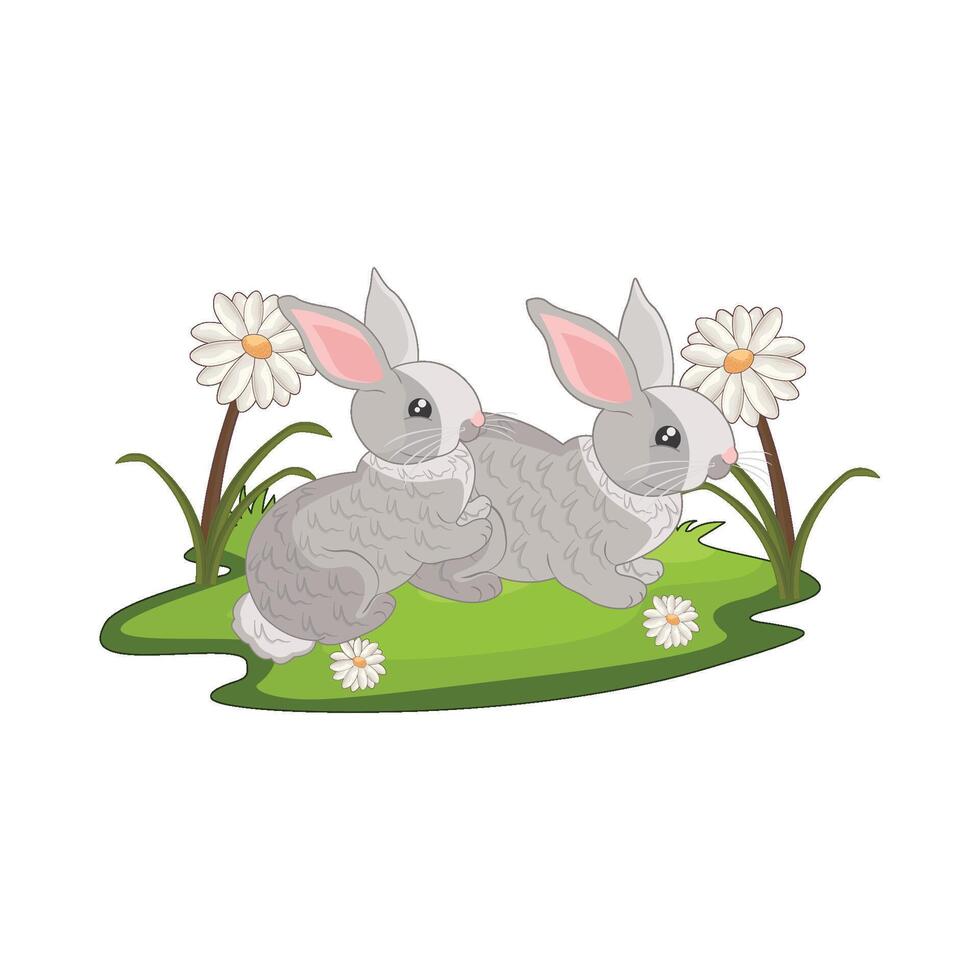 illustration of two rabbits vector