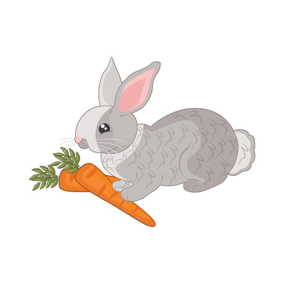 illustration of rabbit with carrot vector