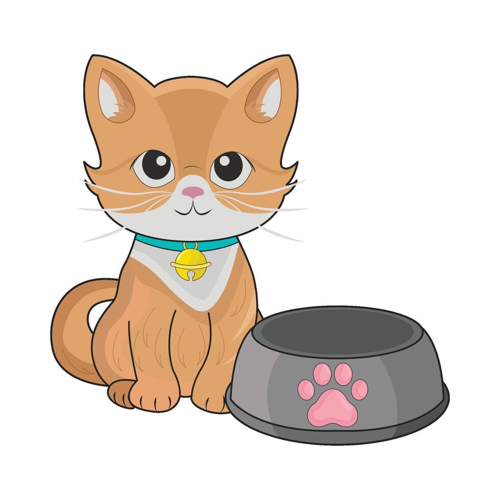 illustration of cat with food vector