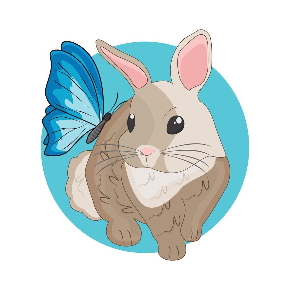 illustration of rabbit with butterfly vector