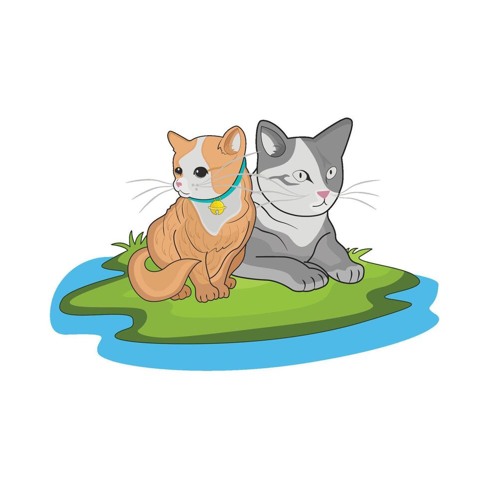 ilustración de dos gatos vector