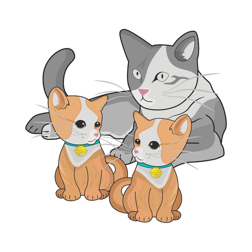 illustration of cat family vector