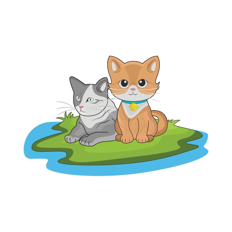 ilustración de dos gatos vector