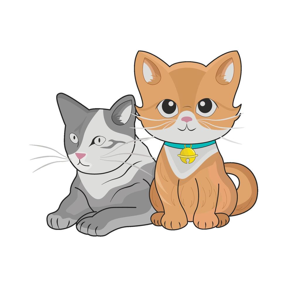 ilustración de dos gatos vector