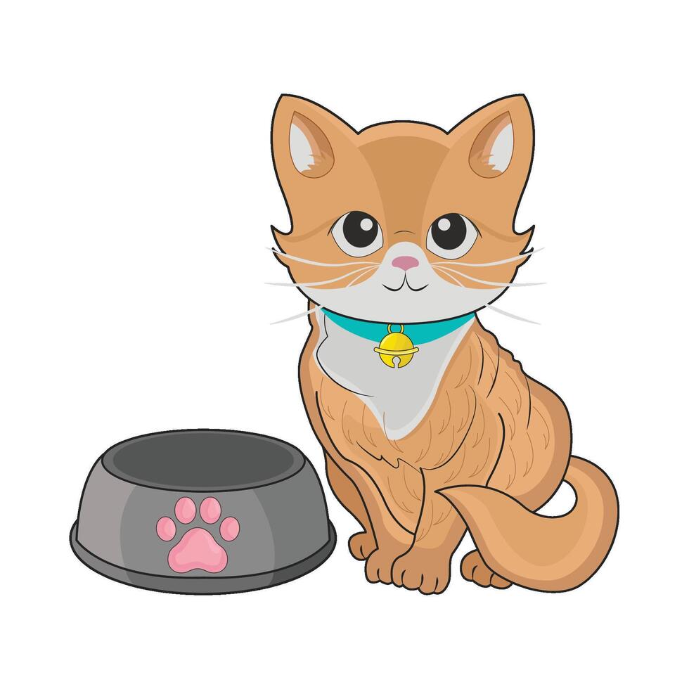 illustration of cat with food vector