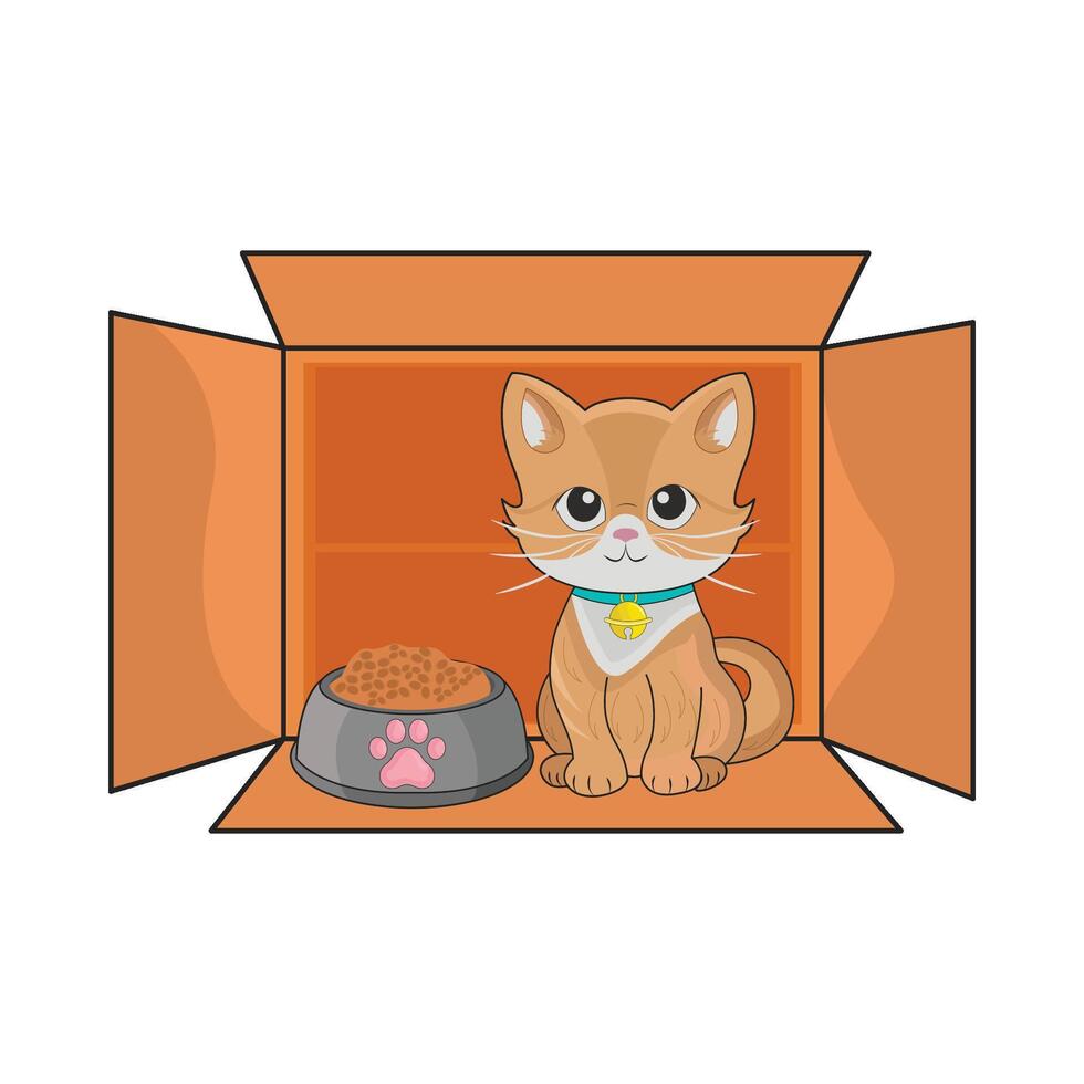 ilustración de gato caja vector
