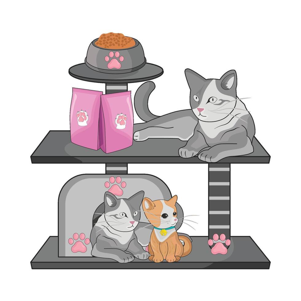 illustration of cat tower vector