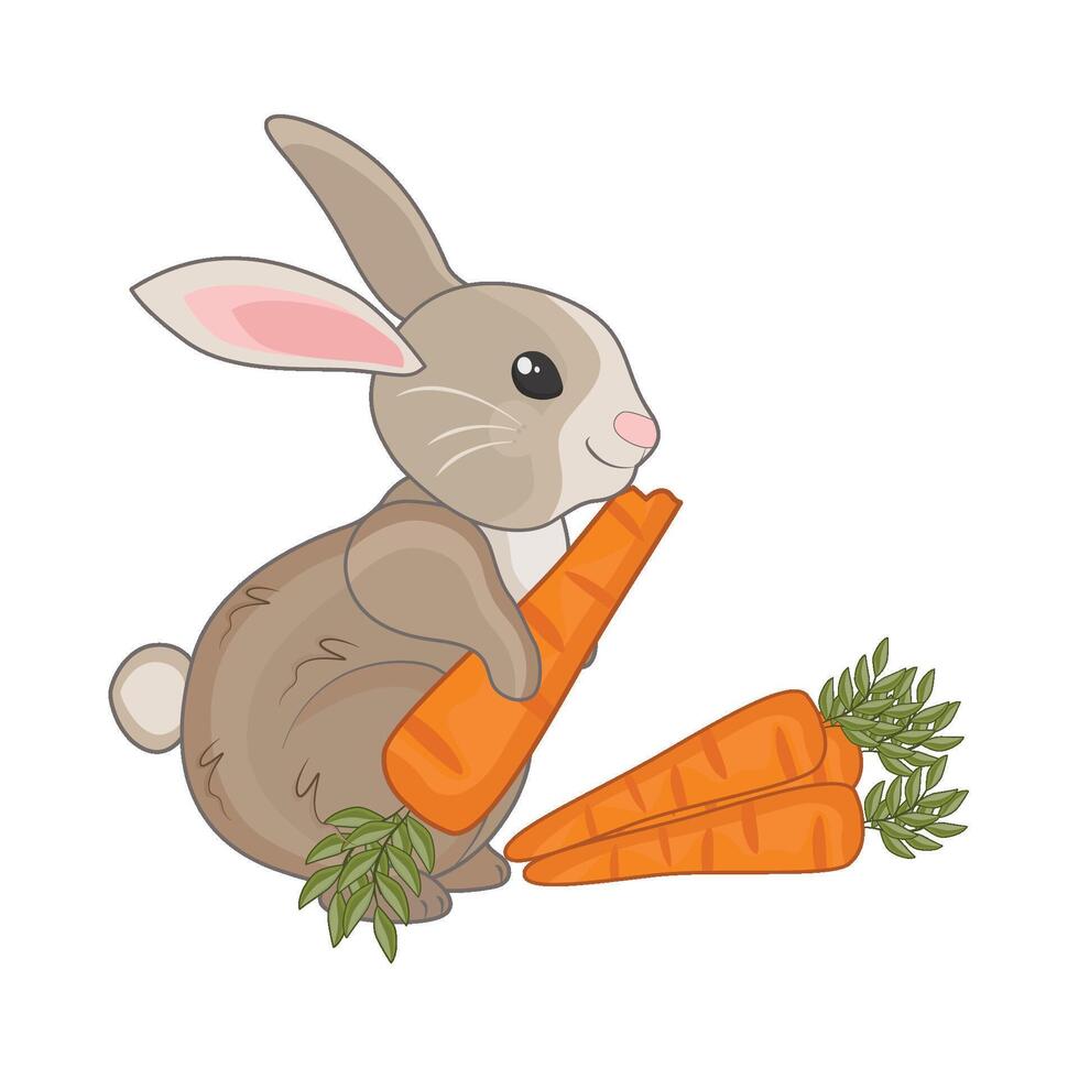 illustration of rabbit with carrot vector