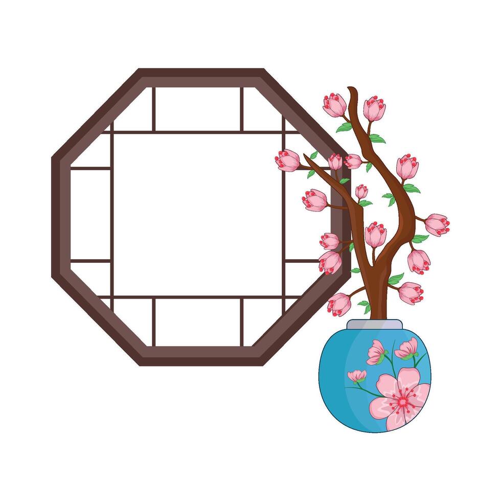 illustration of window with cherry blossom vector