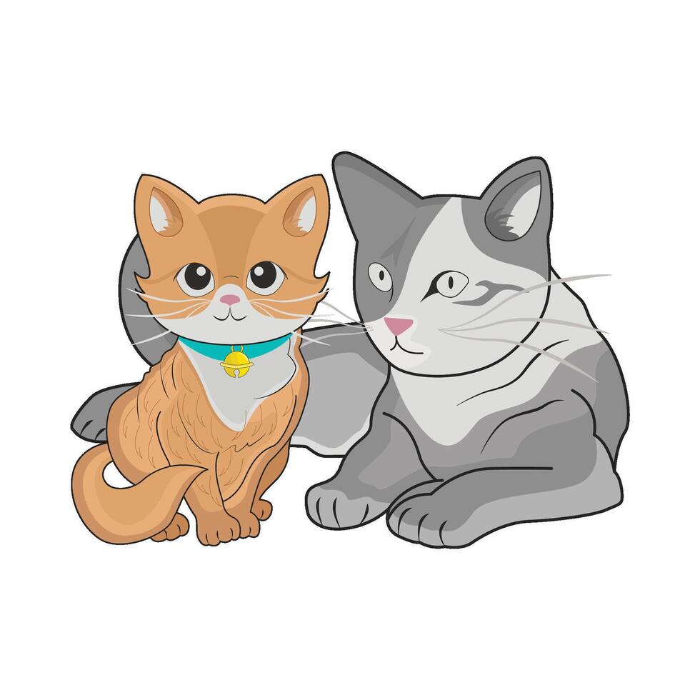 ilustración de dos gatos vector