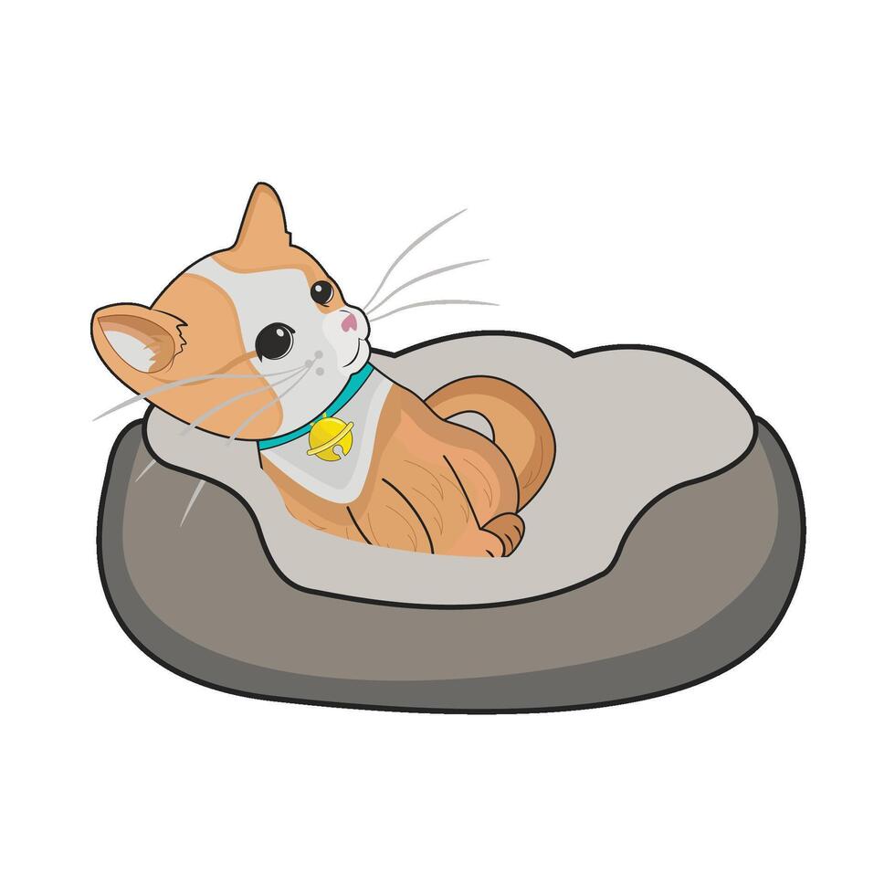 ilustración de gato cama vector