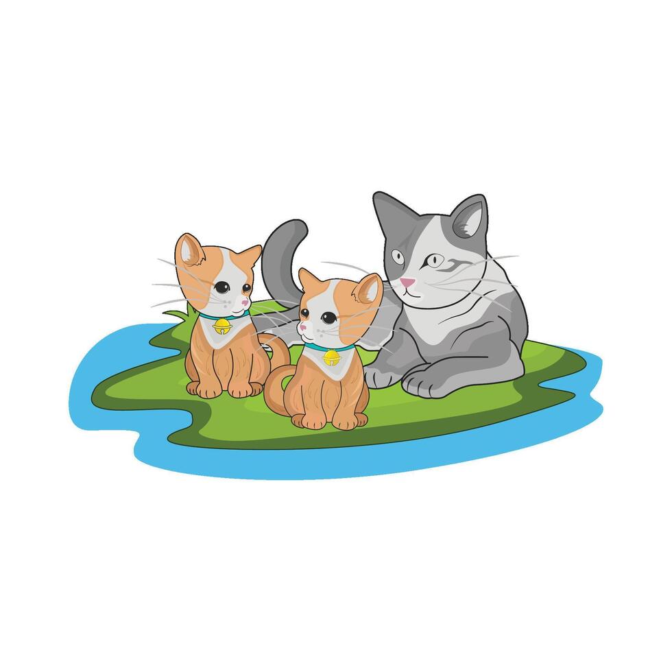 ilustración de gato familia vector