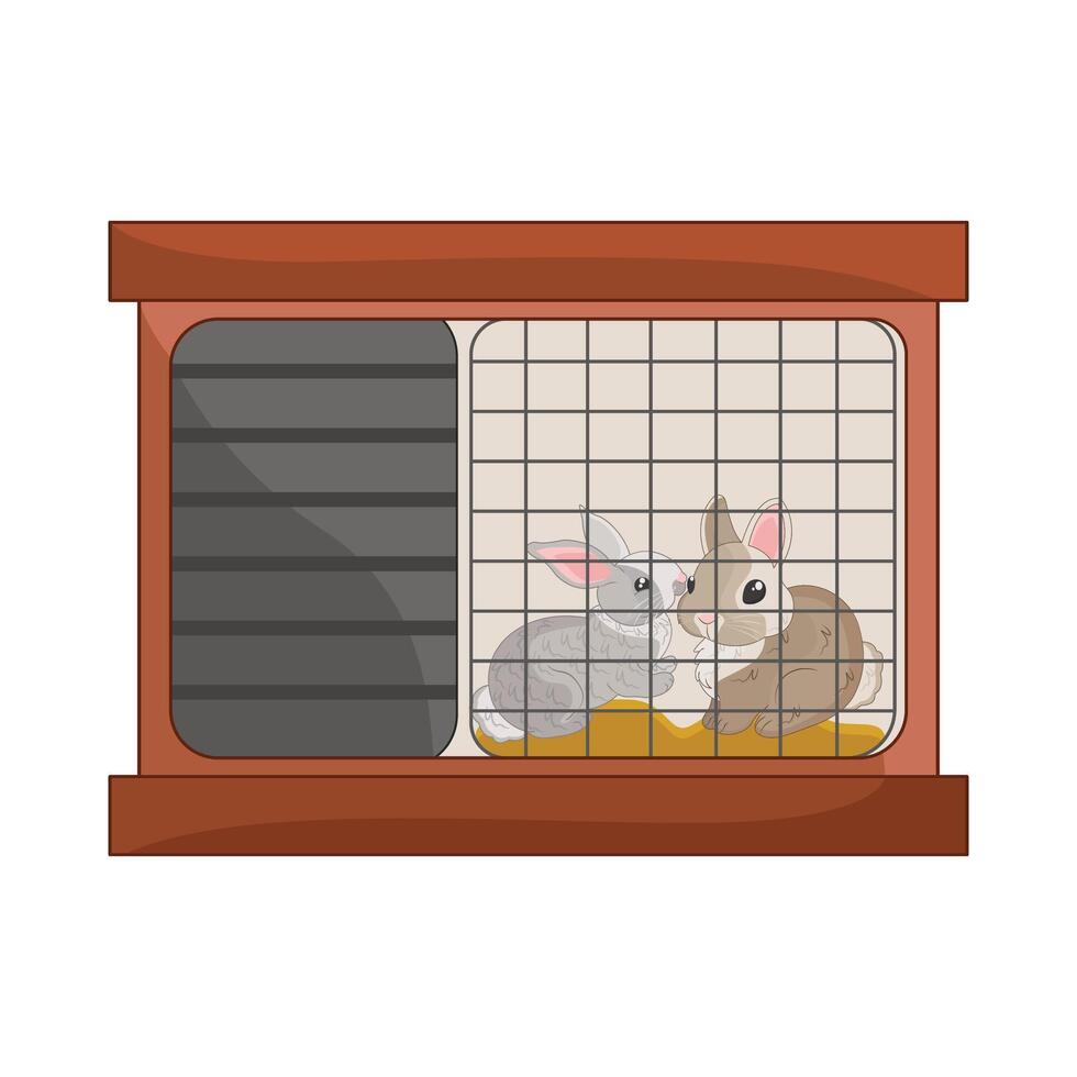illustration of rabbit cage vector