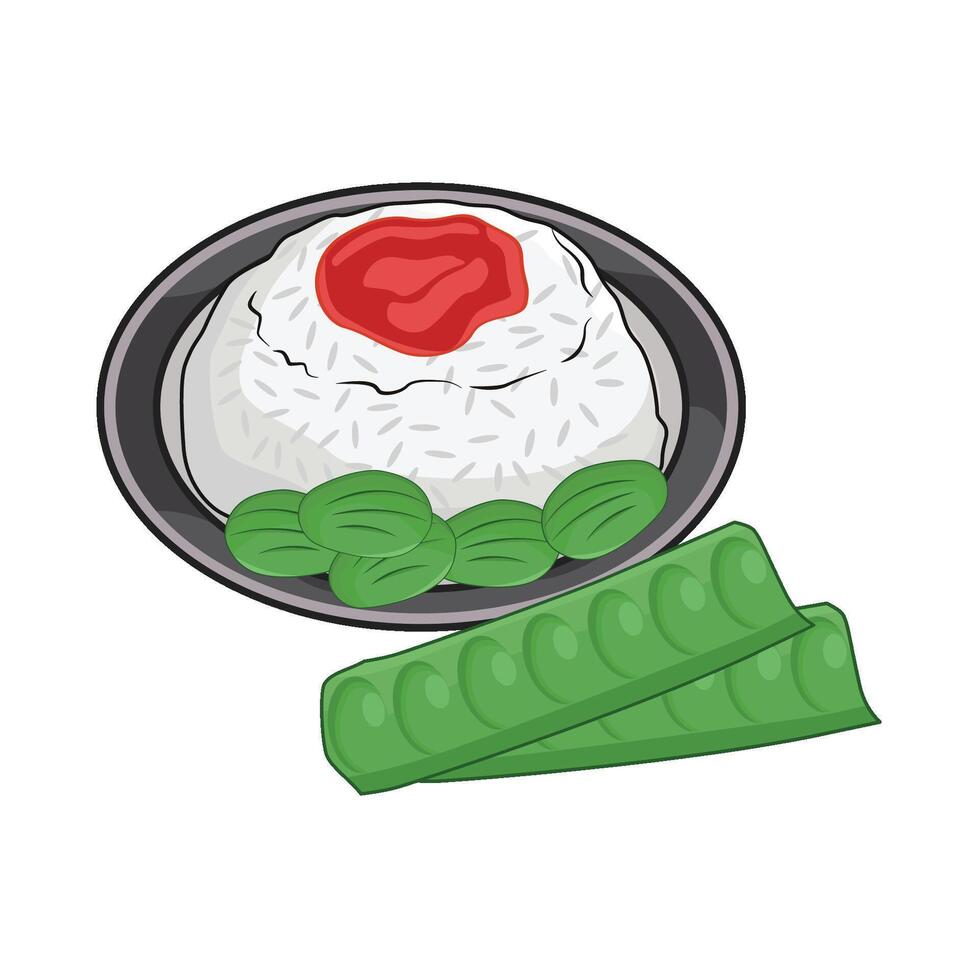 illustration of rice with petai vector