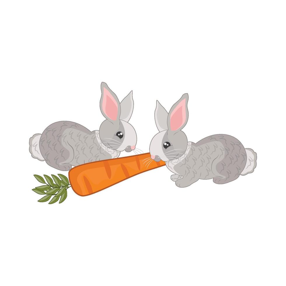 illustration of rabbit with carrot vector