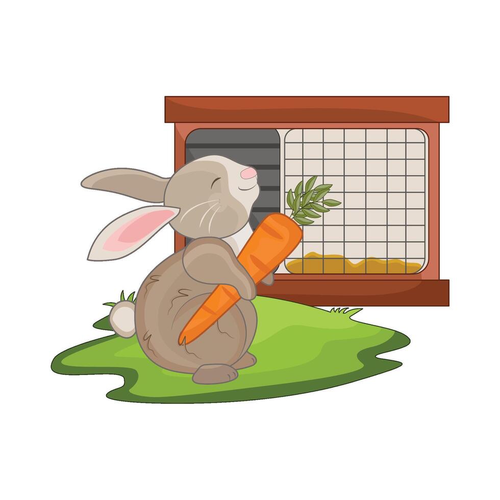 illustration of rabbit cage vector