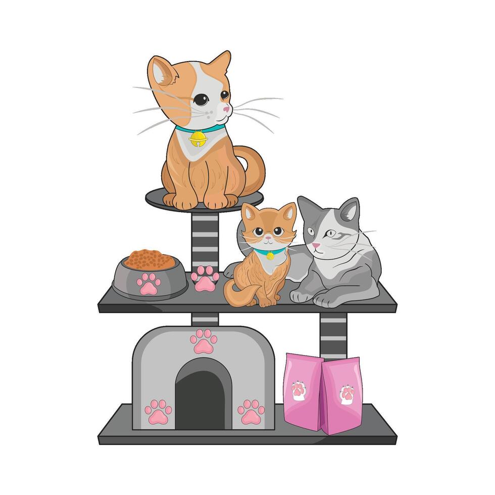illustration of cat tower vector