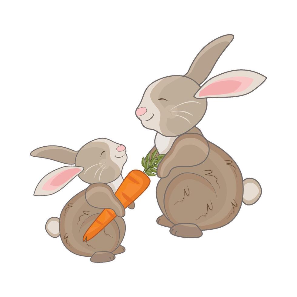 illustration of rabbit with carrot vector