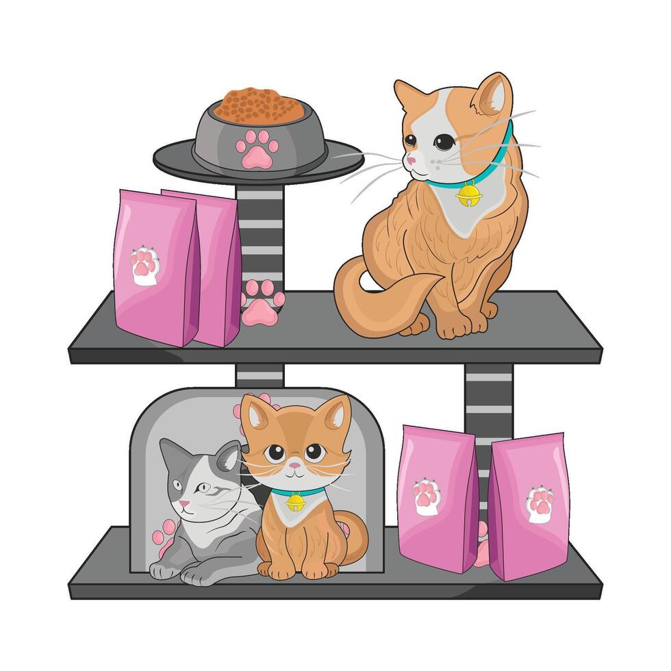 illustration of cat tower vector