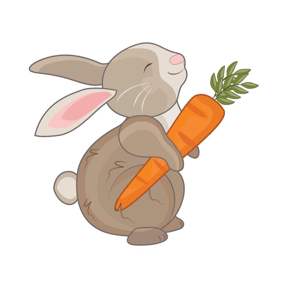illustration of rabbit with carrot vector