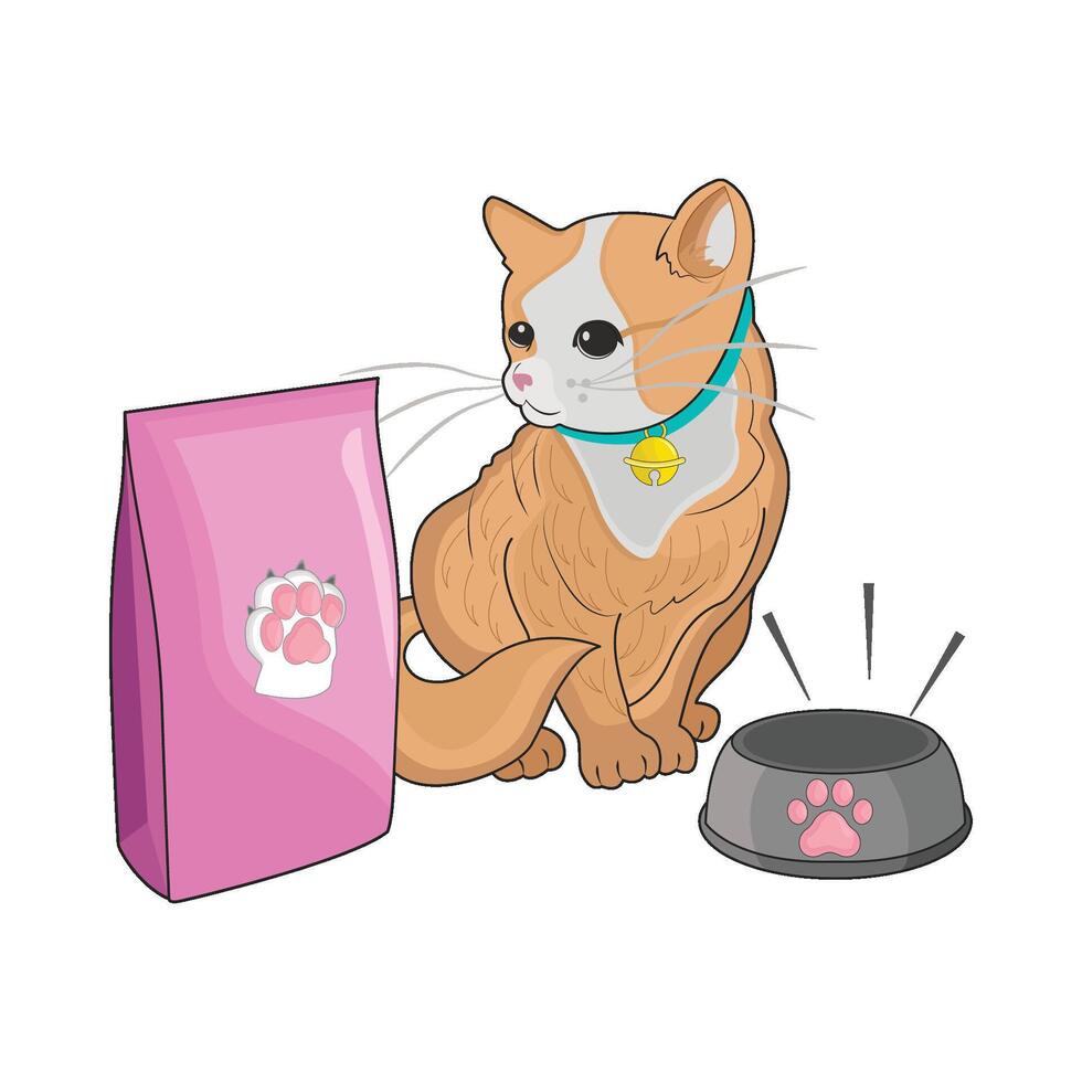 illustration of cat with food vector