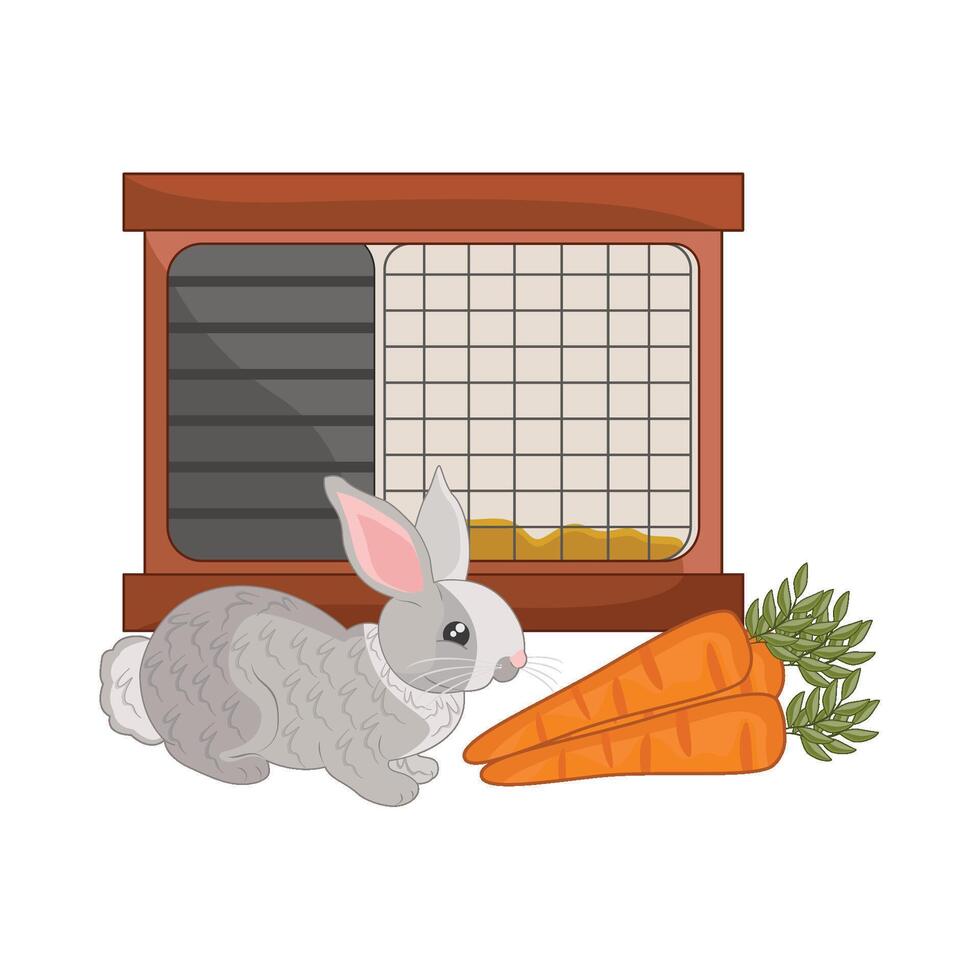 illustration of rabbit cage vector