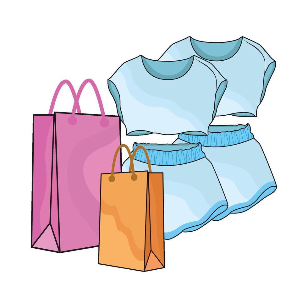 ilustración de ropa con compras bolso vector