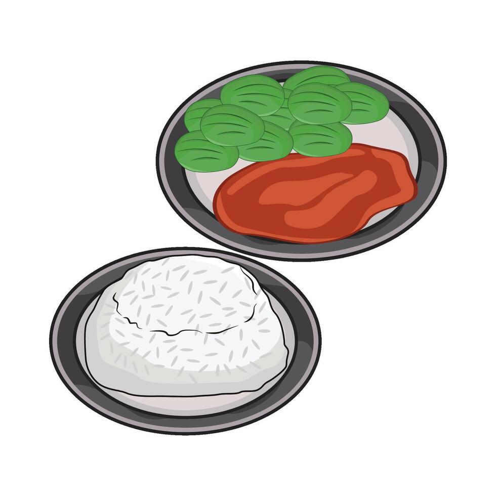 illustration of sambal petai vector