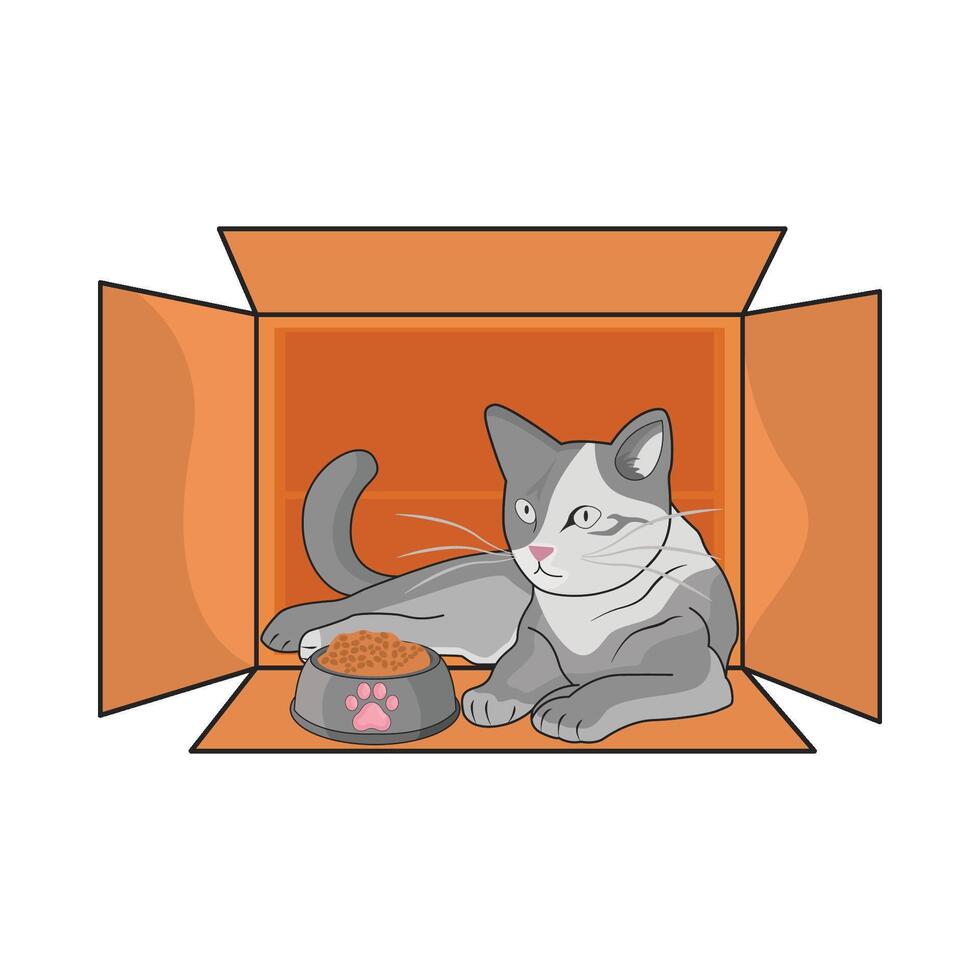 ilustración de gato caja vector