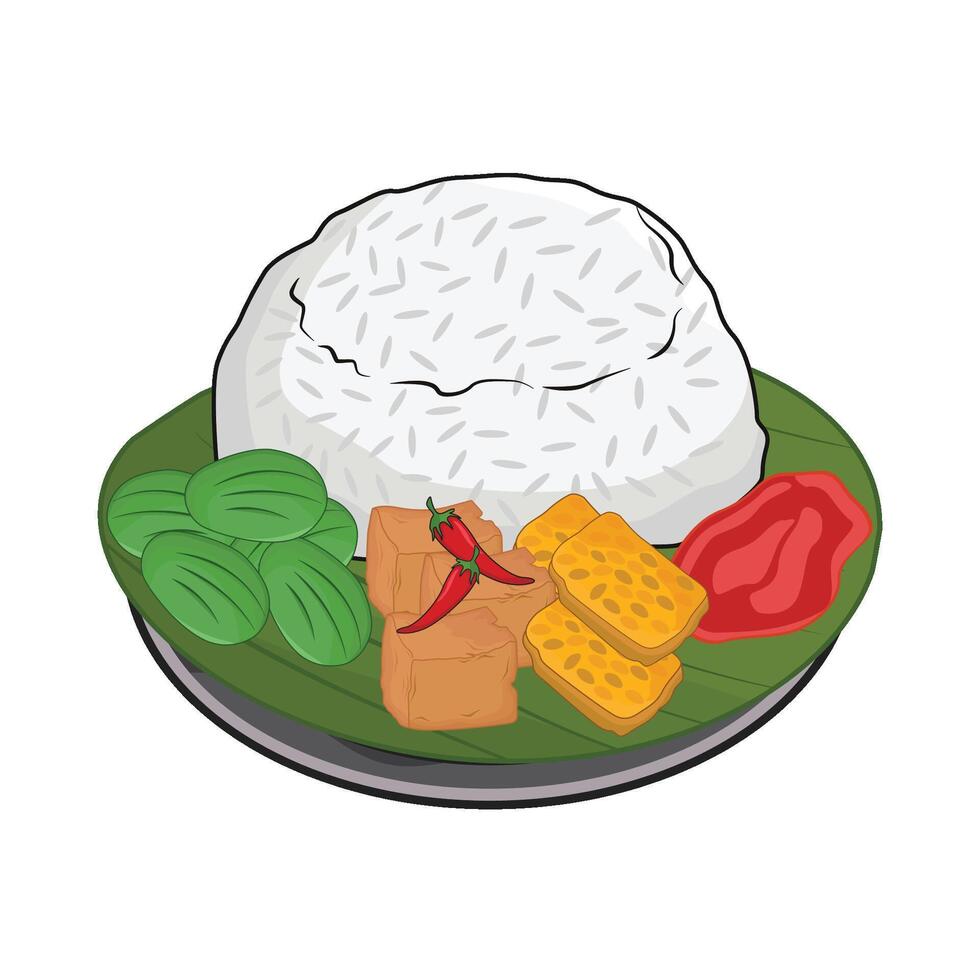 illustration of nasi liwet vector