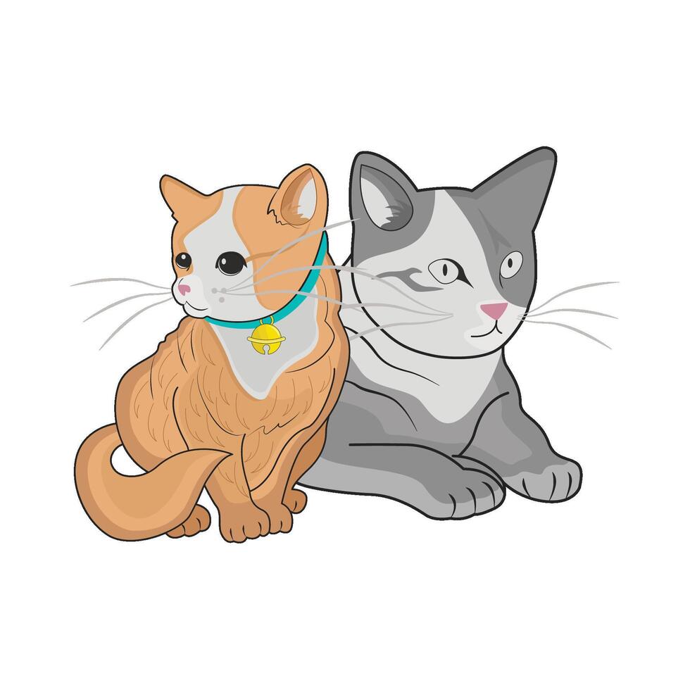 ilustración de dos gatos vector