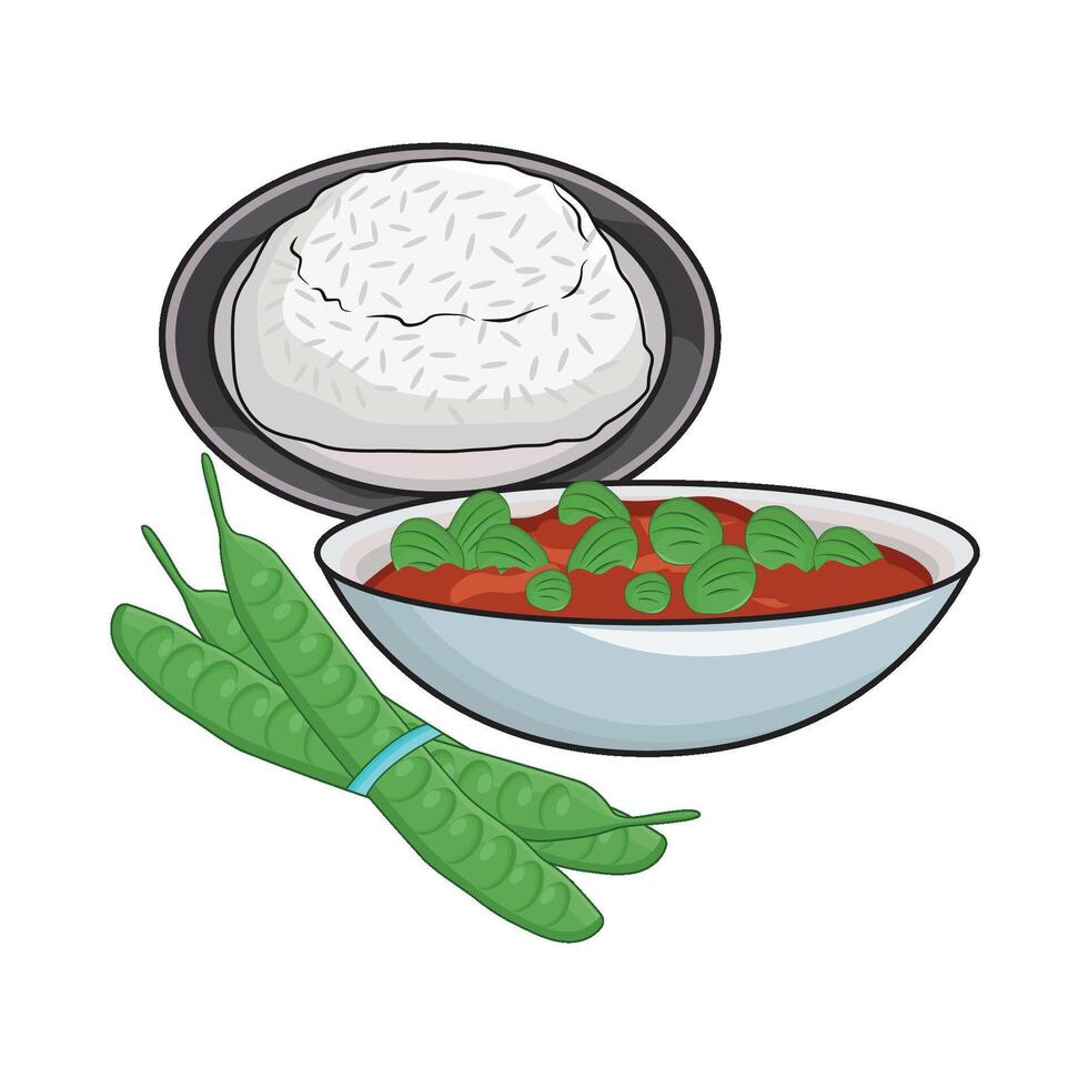 ilustración de sambal petai vector