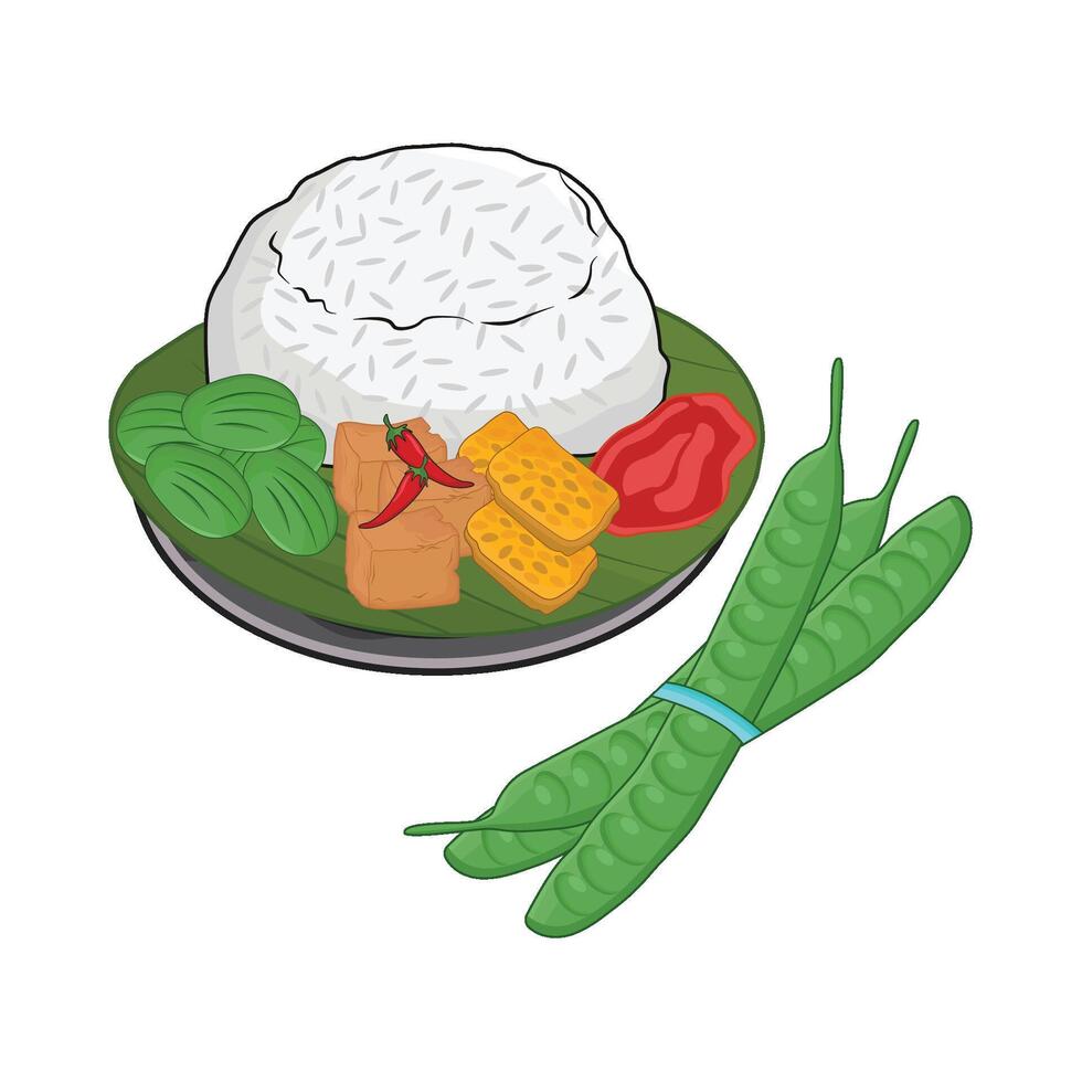 illustration of nasi liwet vector