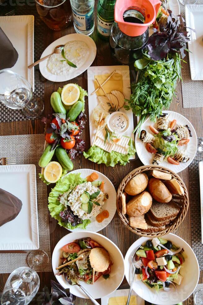 Abundant Feast Table Filled With a Variety of Delicious Food photo