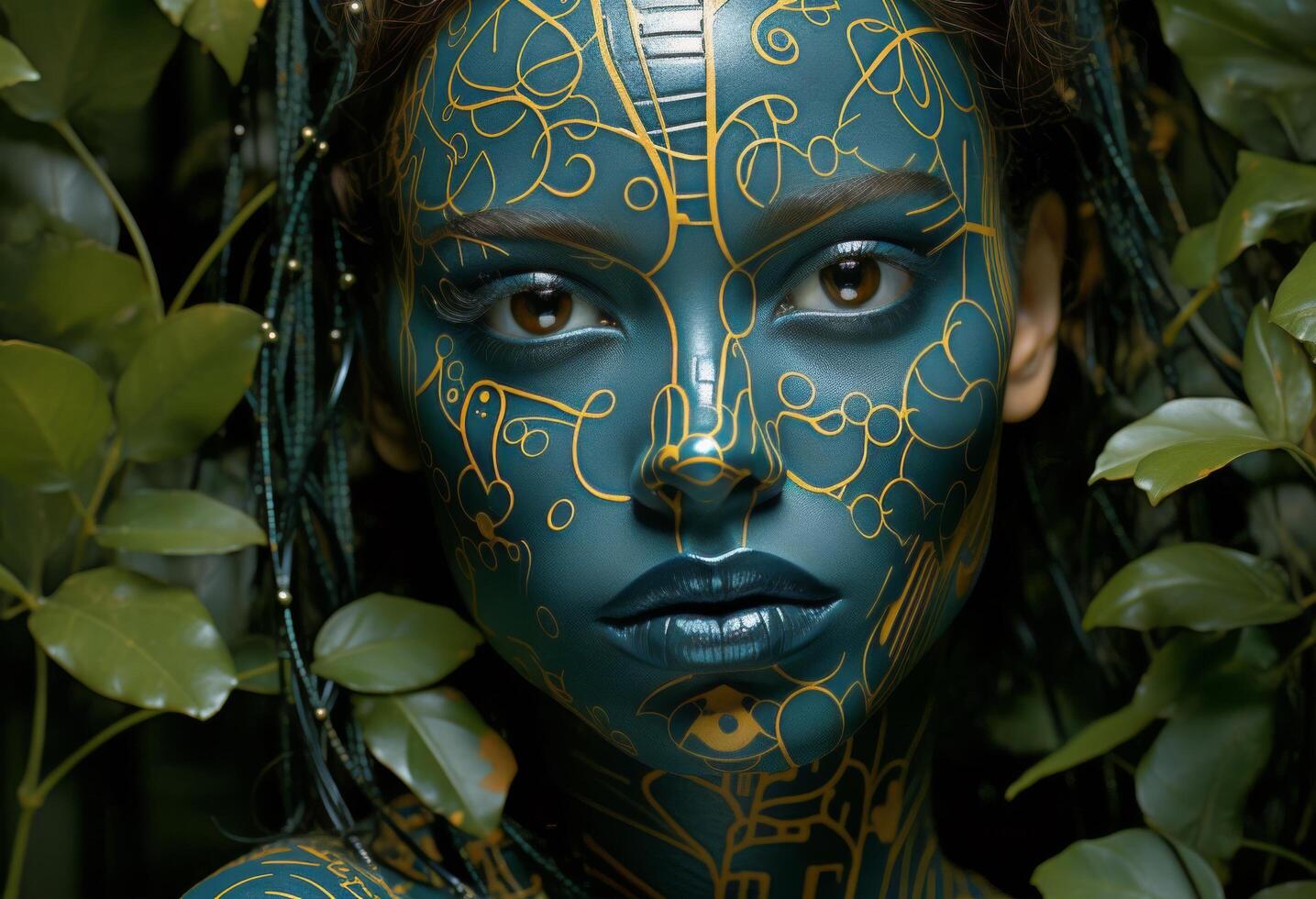 AI generated Artistic Body Painting with Nature Motifs photo