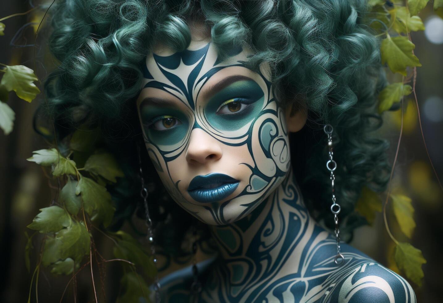 AI generated Artistic Body Painting with Nature Motifs photo