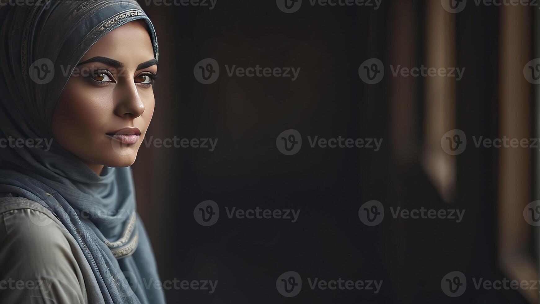 AI generated portrait of a pretty young muslim woman, portrait of a woman, pretty muslim woman photo