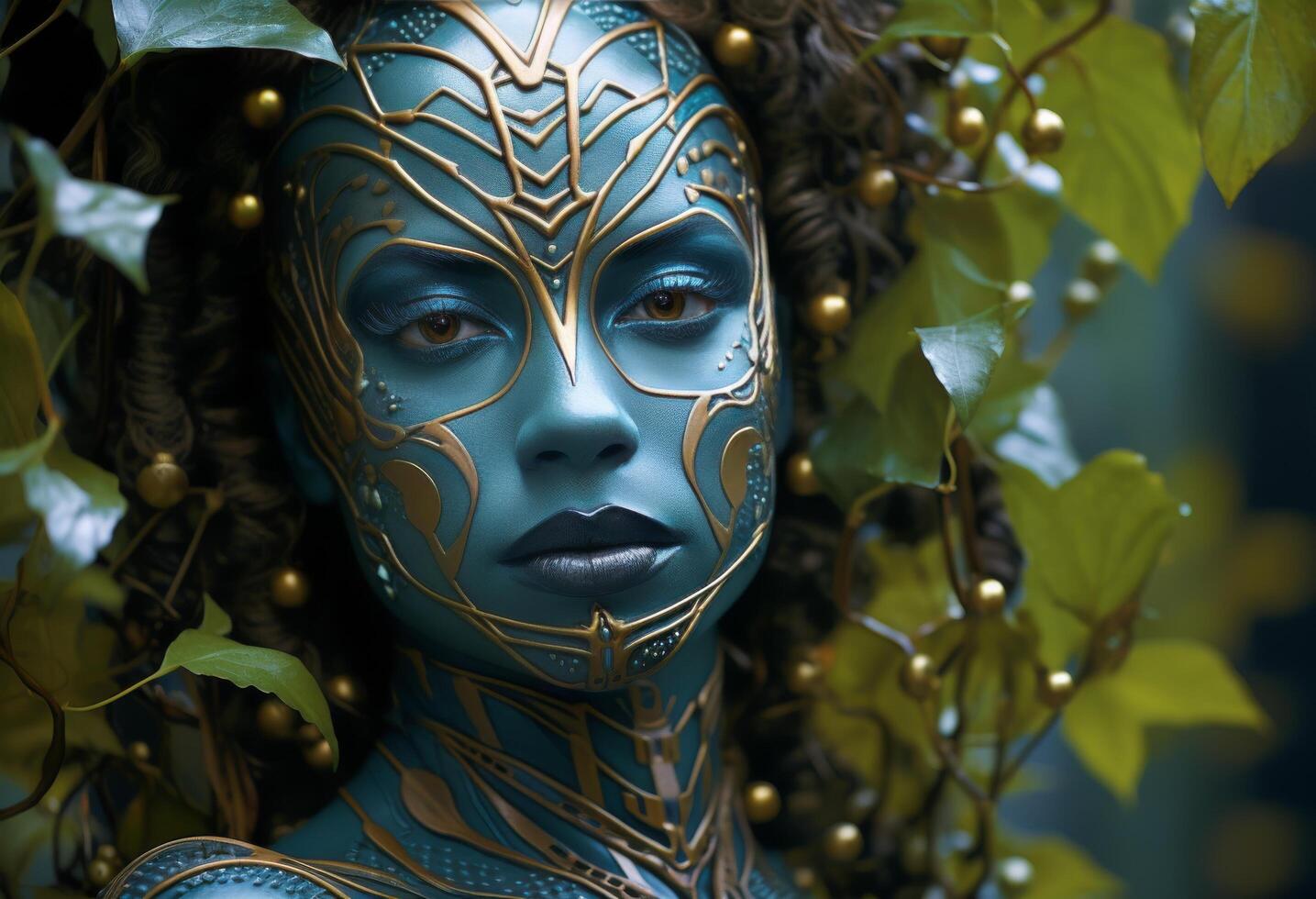 AI generated Artistic Body Painting with Nature Motifs photo